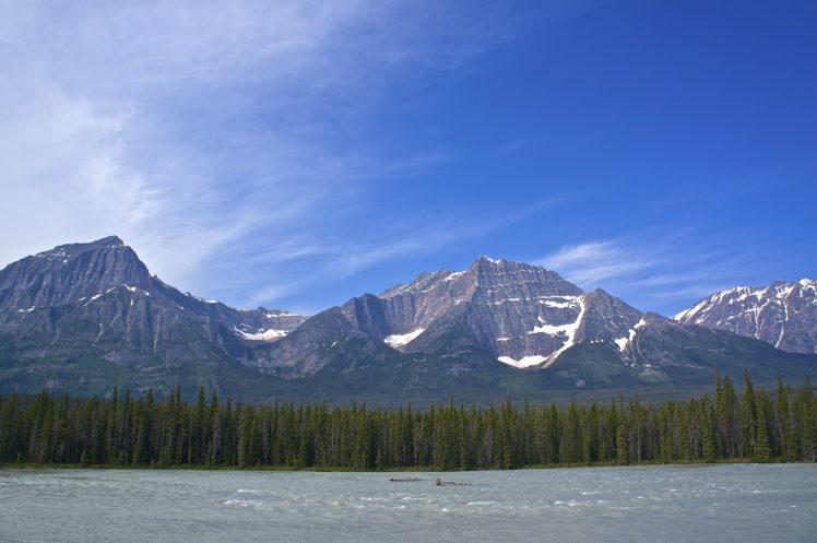 mountain, Forest, Sky, River, Landscape HD Wallpaper Desktop Background