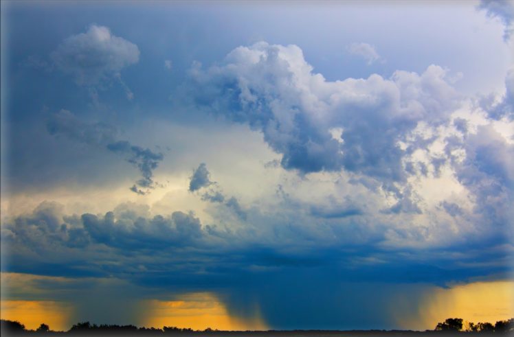 sunset, Sky, Horizon, Nature, Storm, Rain HD Wallpaper Desktop Background