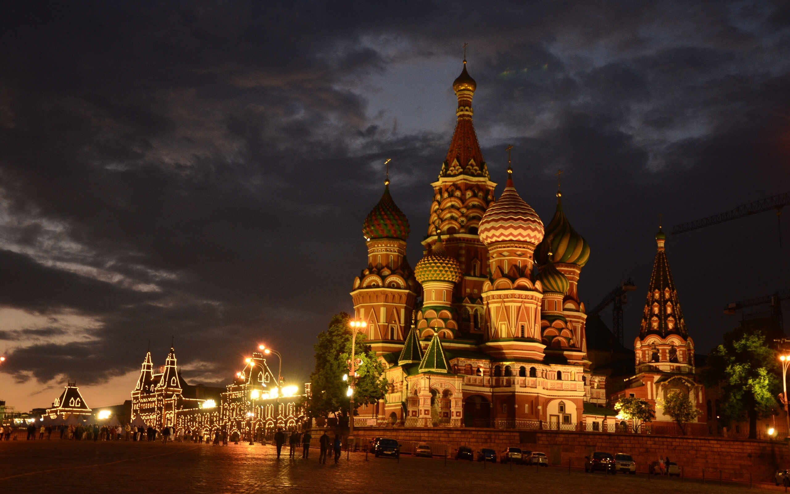 moscow, Russia, St, , Basiland039s, Cathedral, Red, Square, Night, City ...