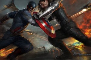 captain, America, Shield, Fight, The, Winter, Soldier, Drawing, Marvel