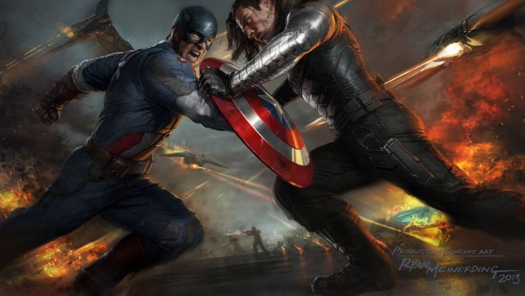 captain, America, Shield, Fight, The, Winter, Soldier, Drawing, Marvel HD Wallpaper Desktop Background