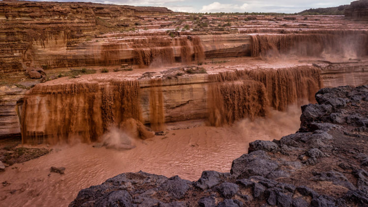 waterfall, Mud, Desert HD Wallpaper Desktop Background