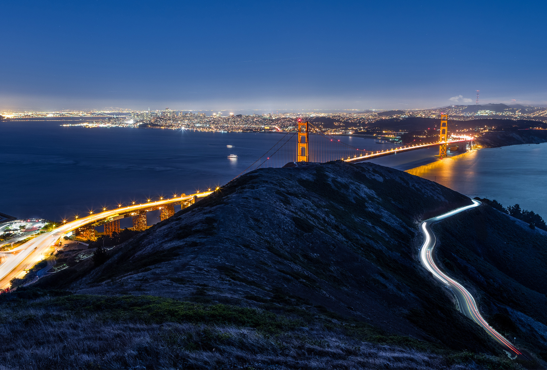 bridges, Usa, Night, San, Francisco, California, Cities Wallpaper