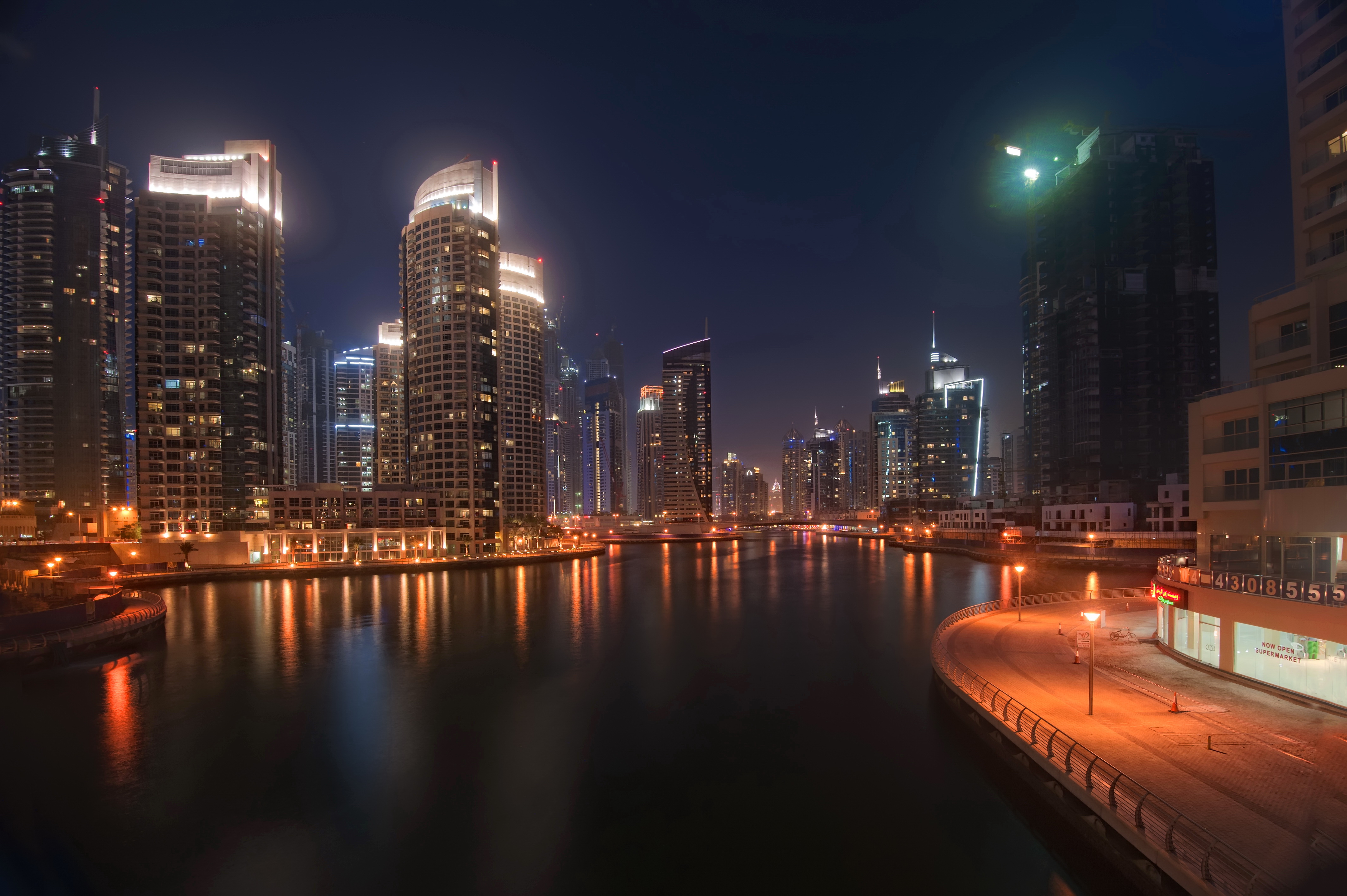 skyscrapers, Coast, Dubai, Arab, Emirates, Night, Cities Wallpaper