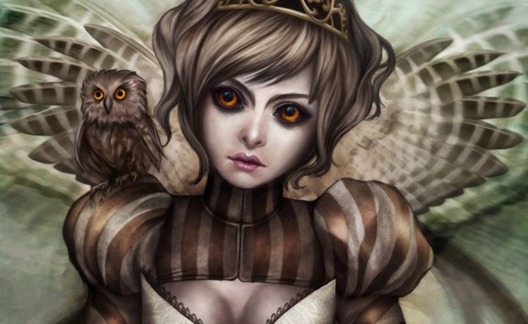 gracjana, Zielinska, Girl, Owl, Owl, Wings, Fairy HD Wallpaper Desktop Background
