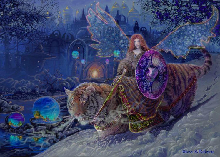 tiger, Fairy, Angel, Magical, Bokeh HD Wallpaper Desktop Background