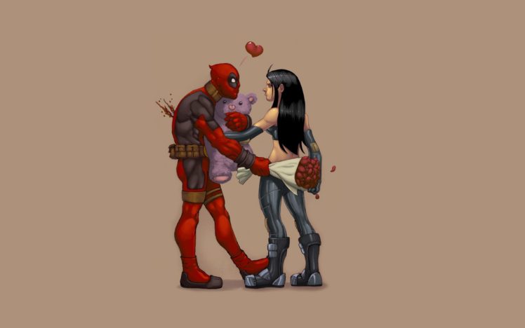 deadpool, Marvel, X 23, Flowers, Rose, Heart, Mood, Love HD Wallpaper Desktop Background