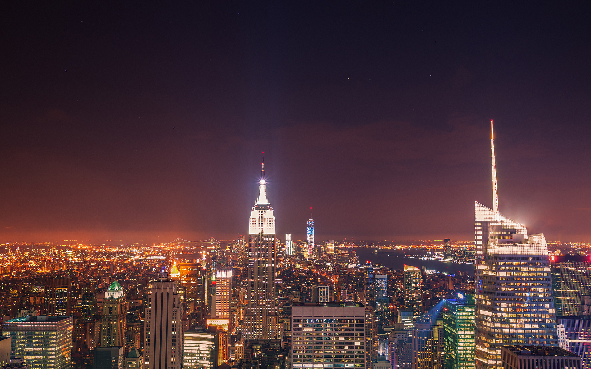 new, York, Buildings, Skyscrapers, Night, Lights Wallpaper