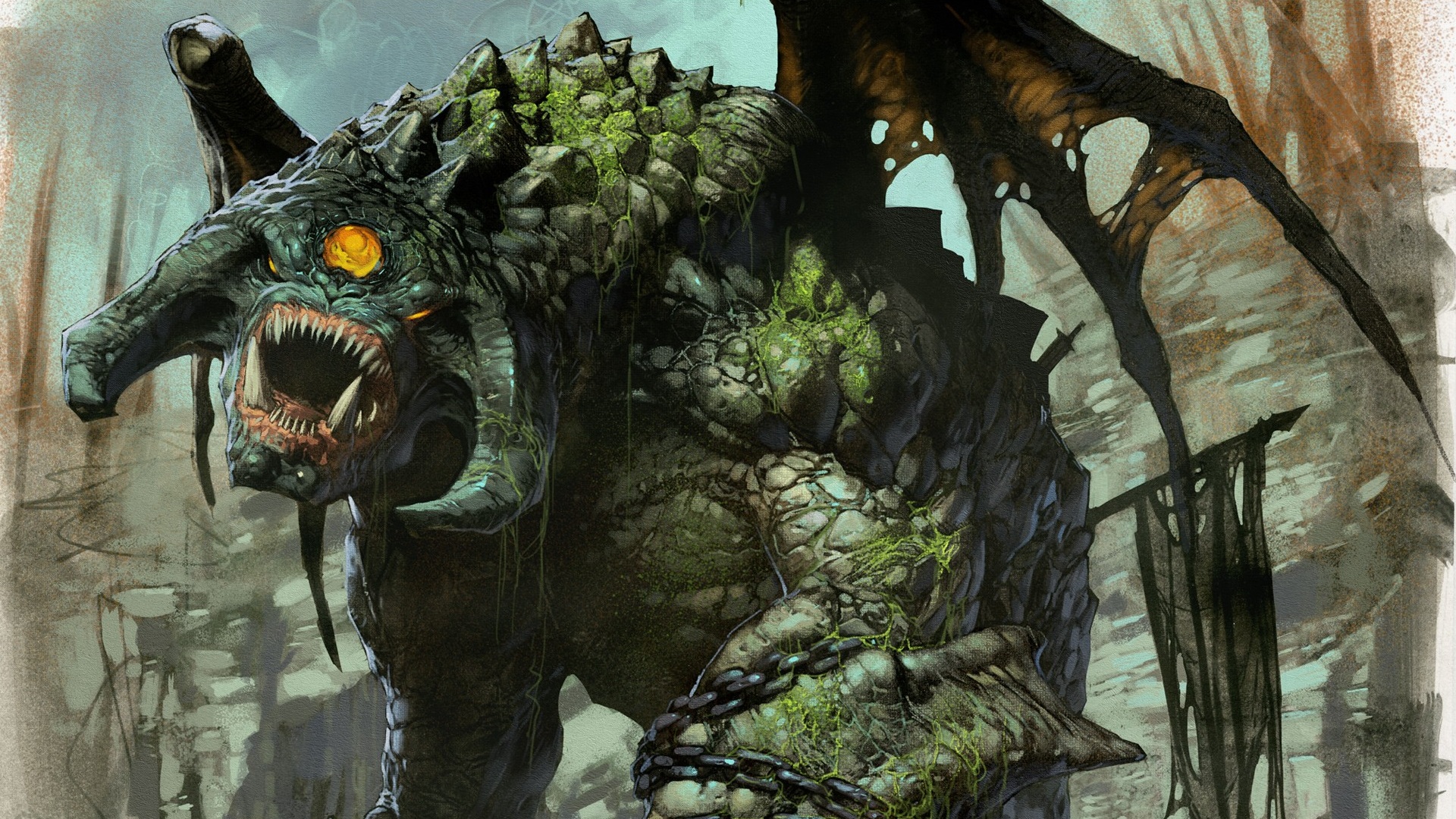 pacific, Rim, Giant, Monster, Creature, Drawing, Sci fi, Fantasy Wallpaper