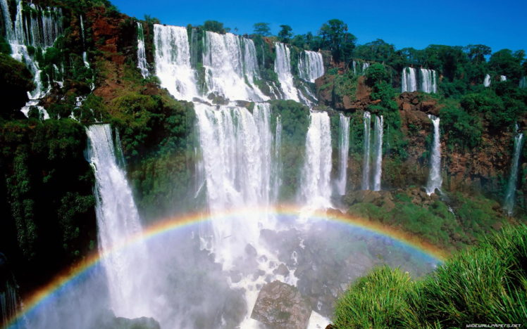 rainbows, Waterfalls HD Wallpaper Desktop Background