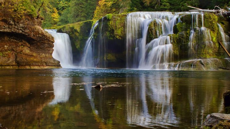waterfall, Forest, River HD Wallpaper Desktop Background