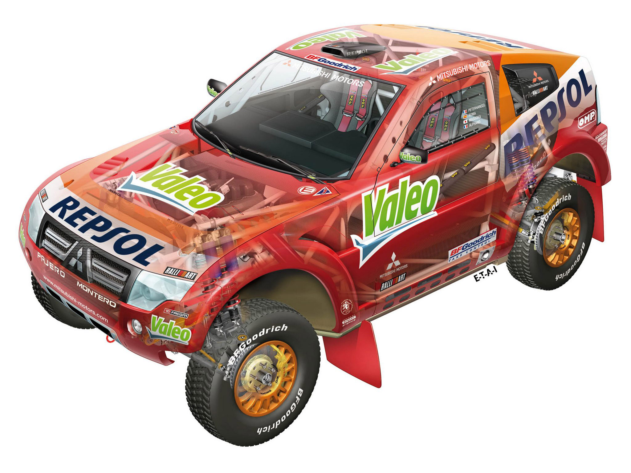 2007, Mitsubishi, Pajero, Montero, Evolution, Mpr13, Dakar, Race, Racing, Suv, Offroad, Interior, Engine Wallpaper