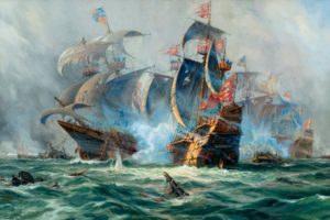art, Ships, Sailing, Battle, Ocean, Painting, Ship