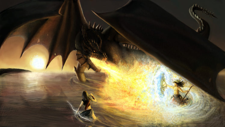 battle, Dragons, Fire, Fantasy, Dragon HD Wallpaper Desktop Background