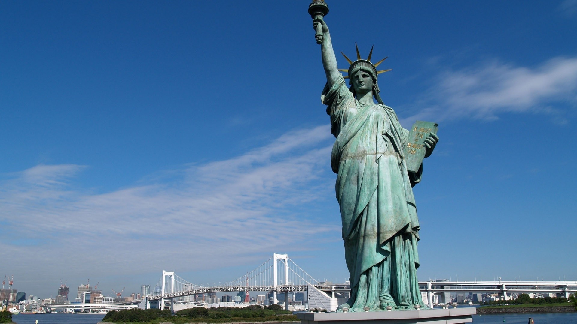 statue, Of, Liberty, Statue, New, York, Bridge Wallpaper
