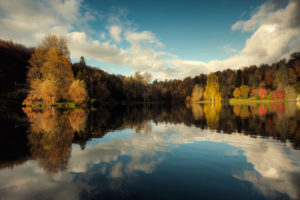 nature, Autumn, Lake, Sky, Trees, Reflection