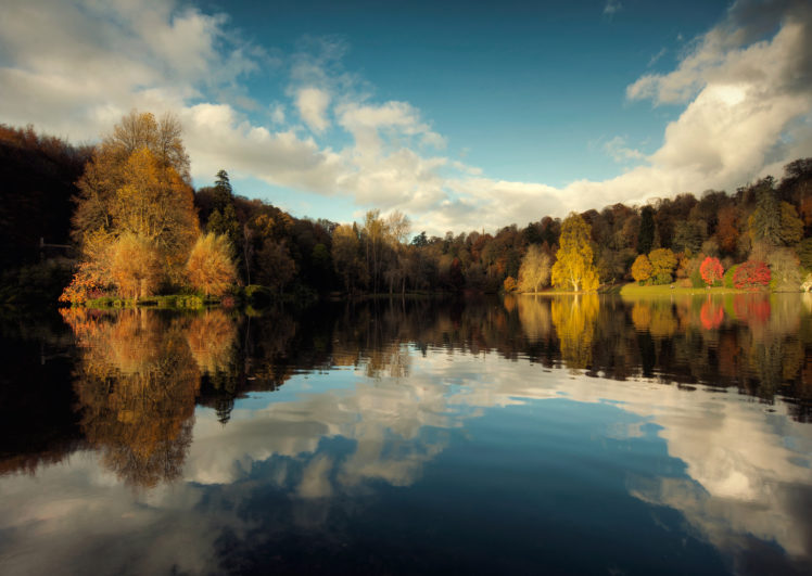 nature, Autumn, Lake, Sky, Trees, Reflection HD Wallpaper Desktop Background
