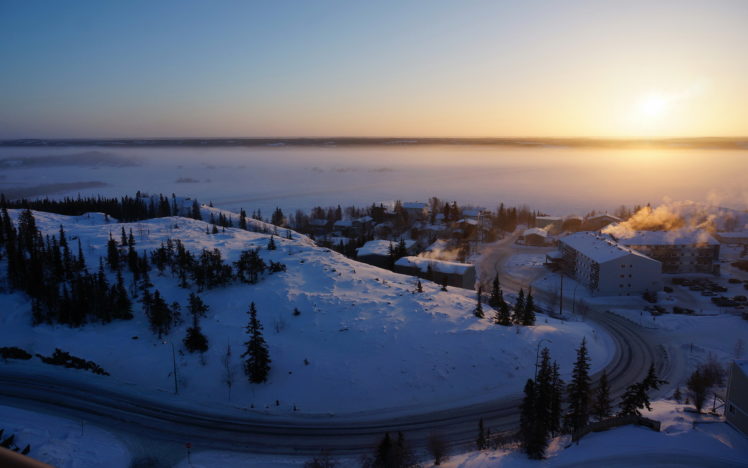 canada, Northwest, Territories, Yellowknife, Winter, Snow, Sunrise, House, Building HD Wallpaper Desktop Background