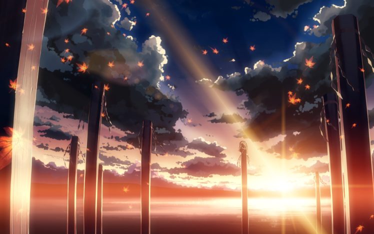 clouds, Touhou, Sun, Leaves, Sunlight, Maple, Leaf, Lakes, Yasaka, Kanako, Skyscapes, Games HD Wallpaper Desktop Background