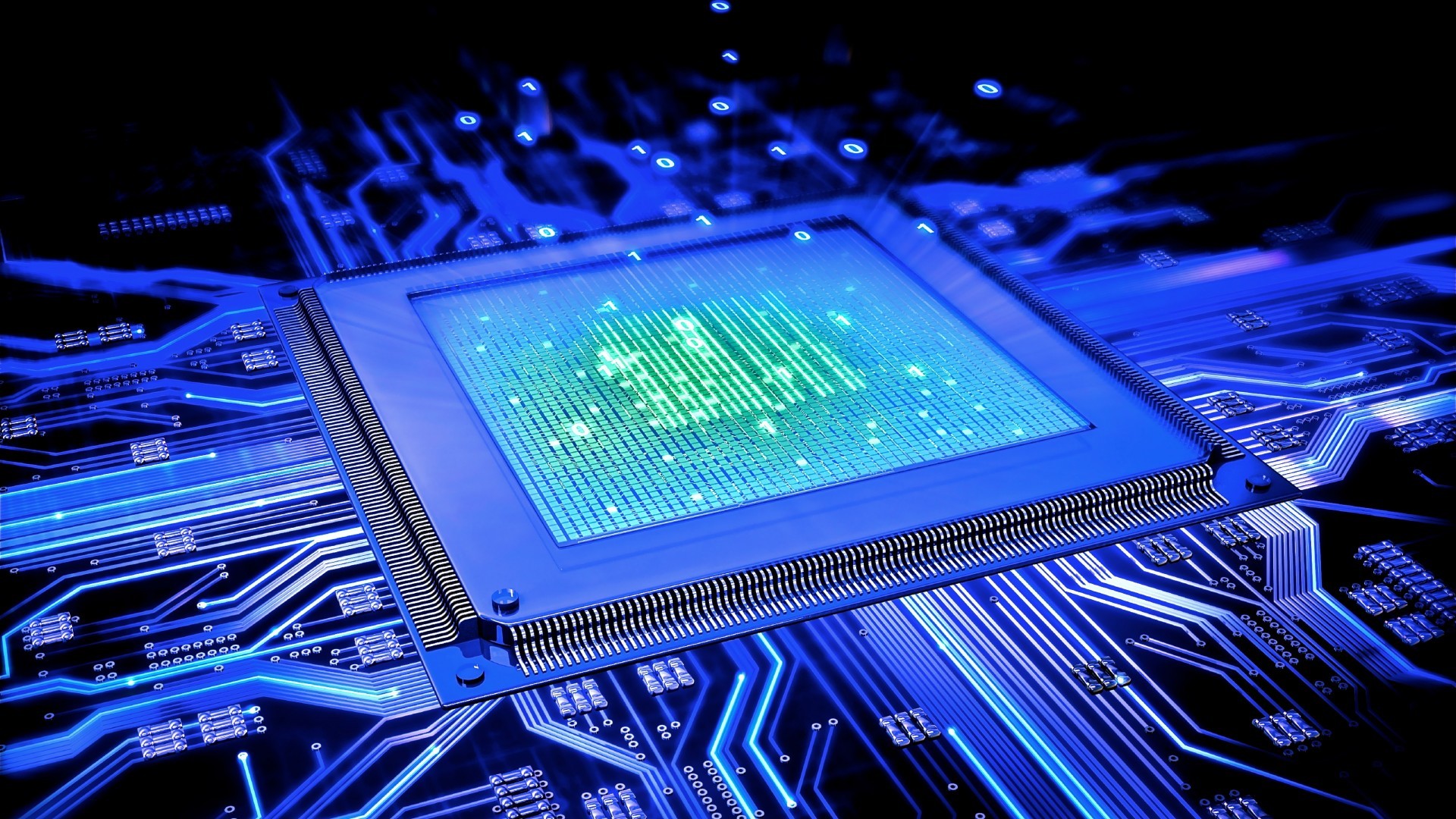 processor, Cpu, Motherboard, Blue, Circuits, Circuit, Board, Computer Wallpaper