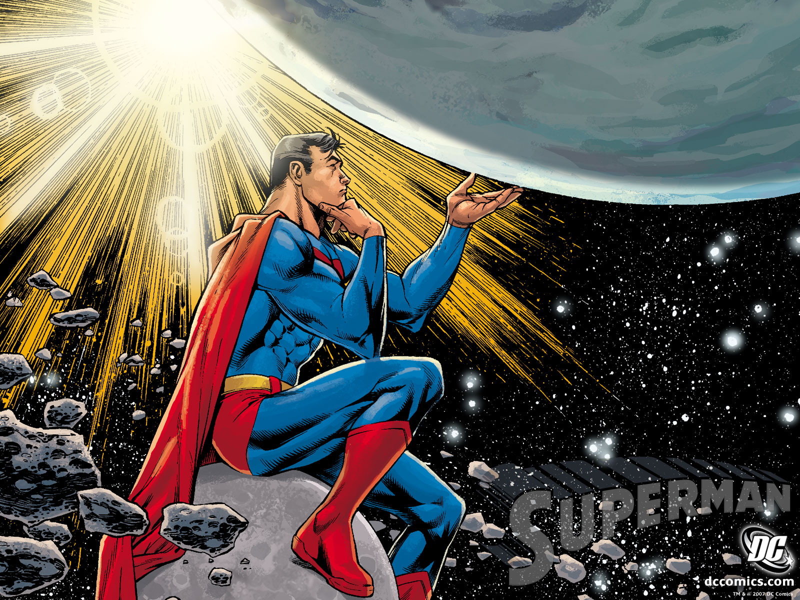 superman, D c, Starlight, Think, Dc comics, Space, Planet, Planets, Superhero Wallpaper