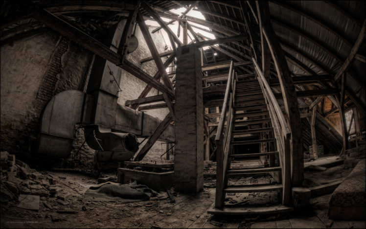 urban, Decay, Abandon, Deserted, Stairs, Apocalyptic, Building, Ruins HD Wallpaper Desktop Background