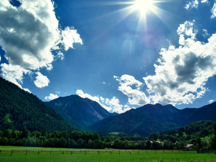 sunlight, Clouds, Landscape, Mountains HD Wallpaper Desktop Background