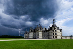 castle, Sky, France, Chateau, De, Chambord, Clouds, Lawn, Lightning, Storm, Sky, Clouds