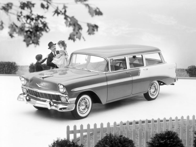 1956, Chevrolet, Bel, Air, Beauville, Stationwagon, Retro HD Wallpaper Desktop Background
