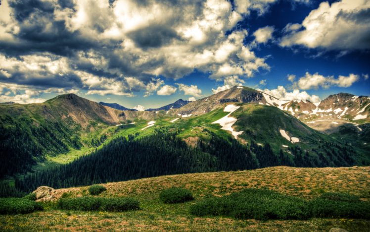 mountains, Landscapes, Nature, Fields, Blue, Skies HD Wallpaper Desktop Background