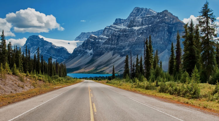 canada, Canadian, Rockies, Road, Trees, Lake, Mountains HD Wallpaper Desktop Background
