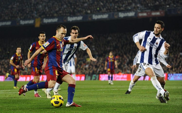 soccer, Andres, Iniesta, At, Barcelona HD Wallpaper Desktop Background