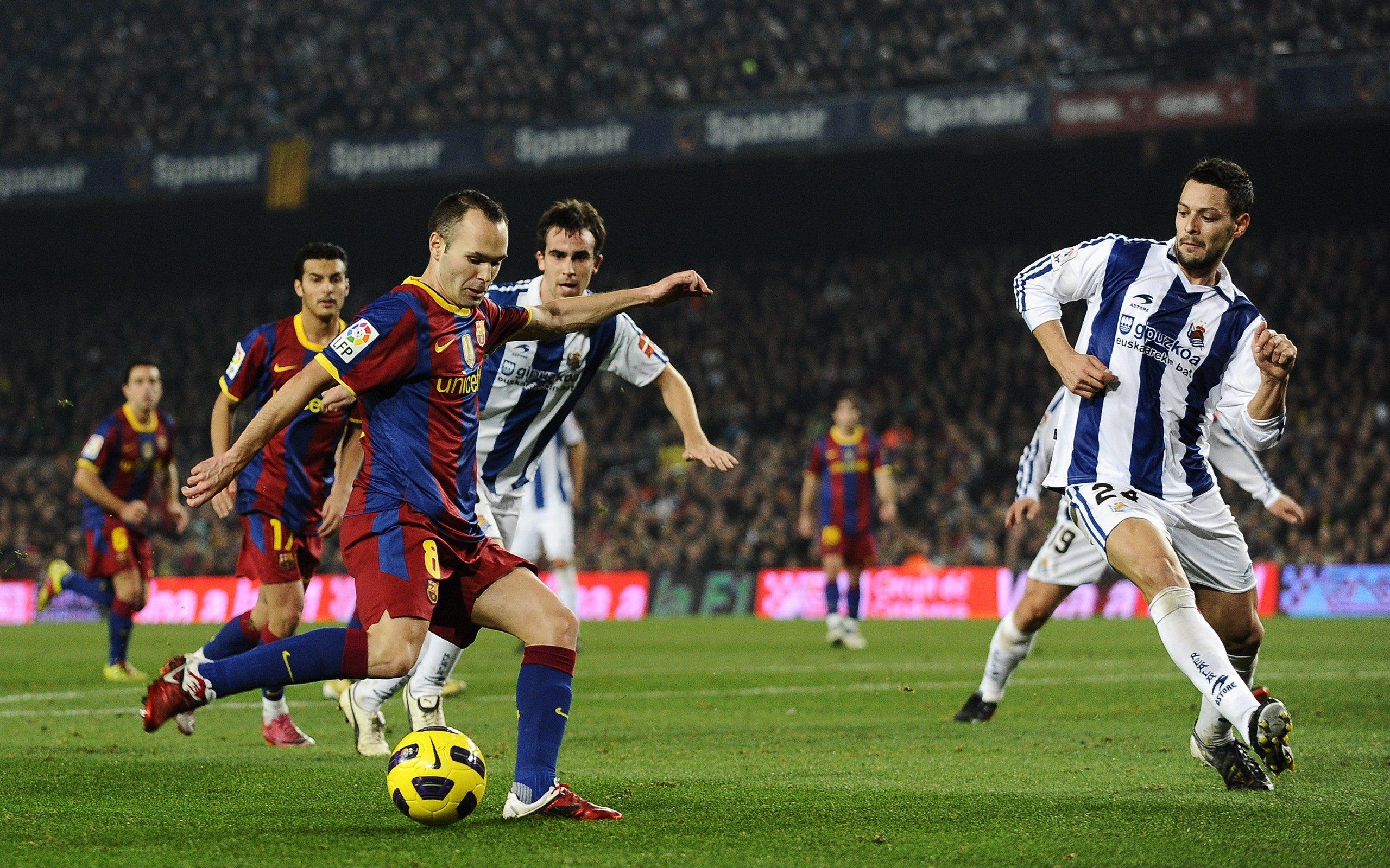soccer, Andres, Iniesta, At, Barcelona Wallpaper