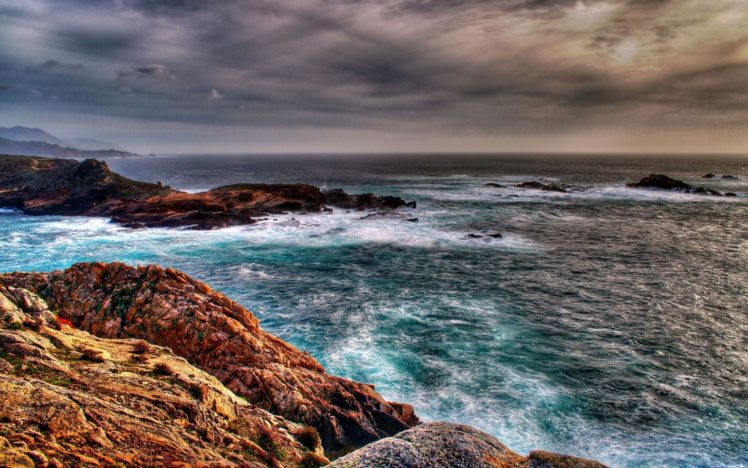 water, Ocean, Coast, Beach, Sea, Waves, Stones, Hdr, Photography HD Wallpaper Desktop Background