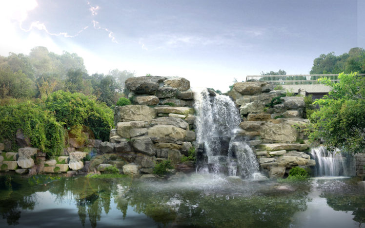 waterfalls, Japan, Digital HD Wallpaper Desktop Background