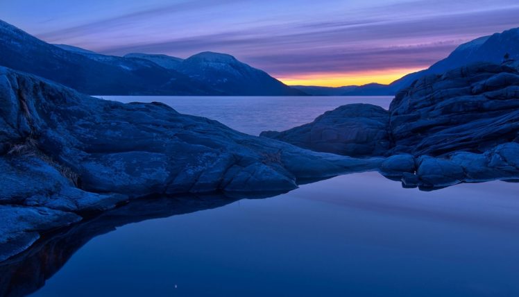 norway, Fjord, Mountains, Sunset HD Wallpaper Desktop Background