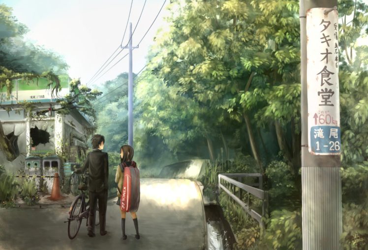 nature, Bicycles, Anime, Girls HD Wallpaper Desktop Background