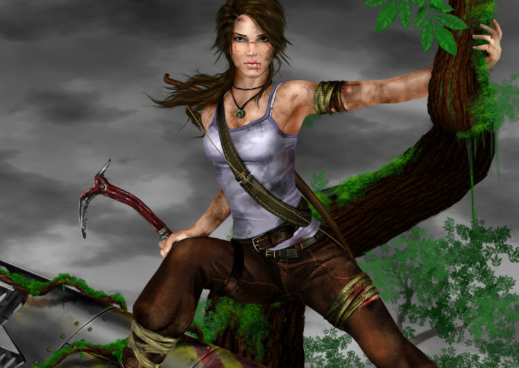 tomb, Raider, Lara, Croft, Girl, Game, Face, Eyes, Dirt, Wood, Fantasy HD Wallpaper Desktop Background