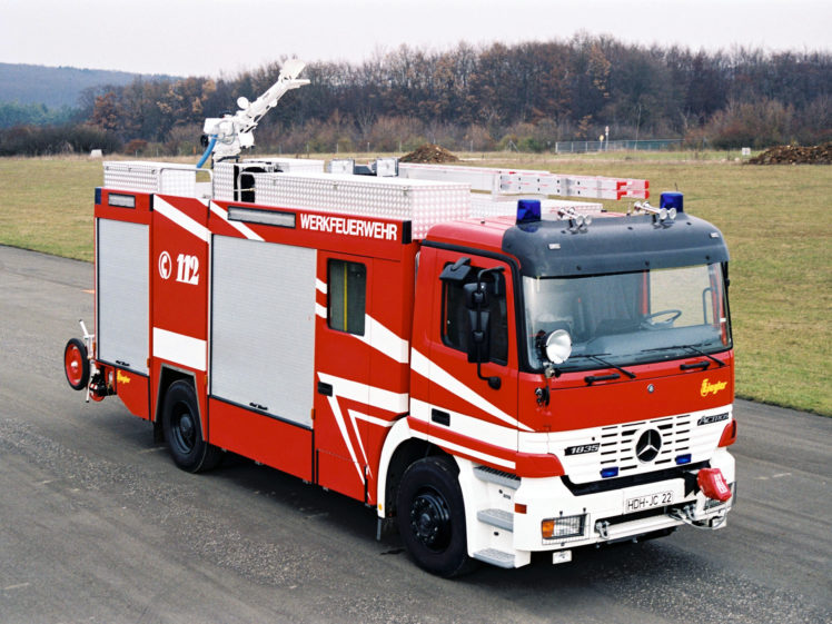 1997, Mercedes, Benz, Actros, 1835, Feuerwehr, Ziegler, Mp1, Firetruck HD Wallpaper Desktop Background