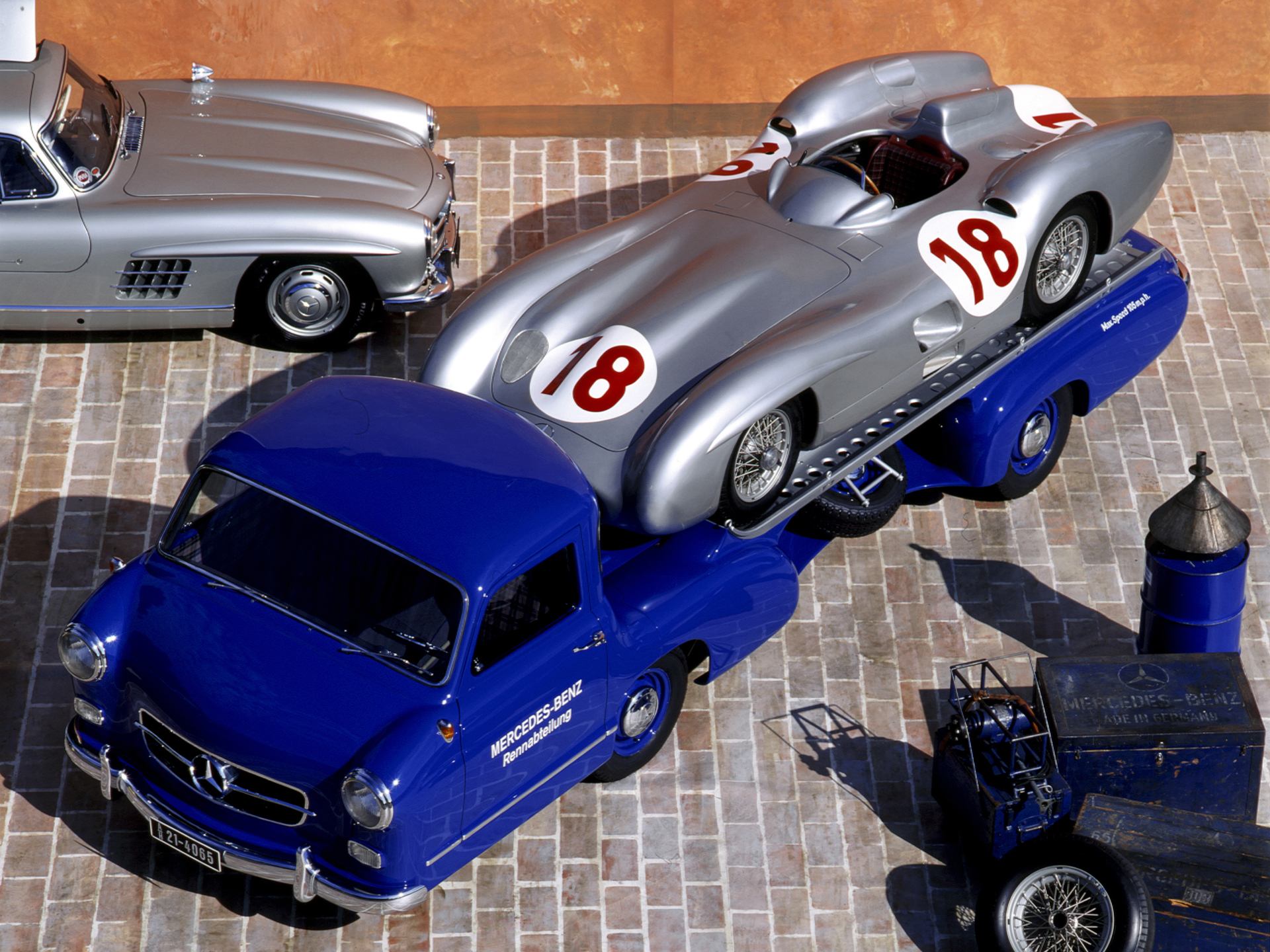 1954, Mercedes, Benz, Blue, Wonder, Transporter, Towtruck, Retro, Race, Racing Wallpaper