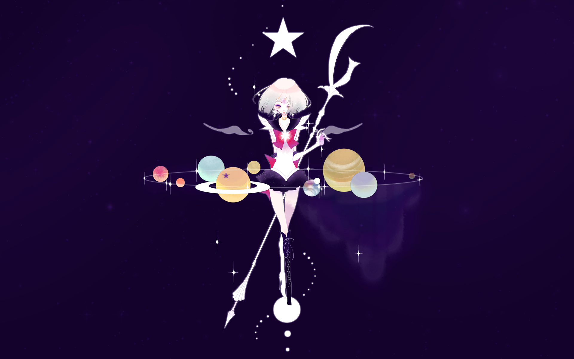 boots, Planets, Sailor, Moon, Purple, Weapons, Short, Hair, Sailor, Saturn Wallpaper