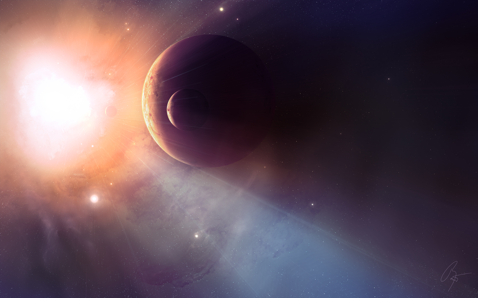 sun, Outer, Space, Stars, Planets, Spaceships, Vehicles Wallpaper