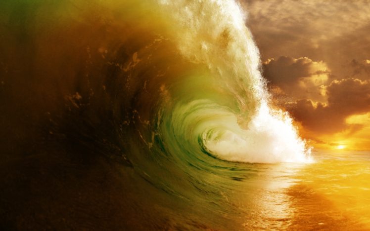 green, Ocean, Waves, Splashes HD Wallpaper Desktop Background