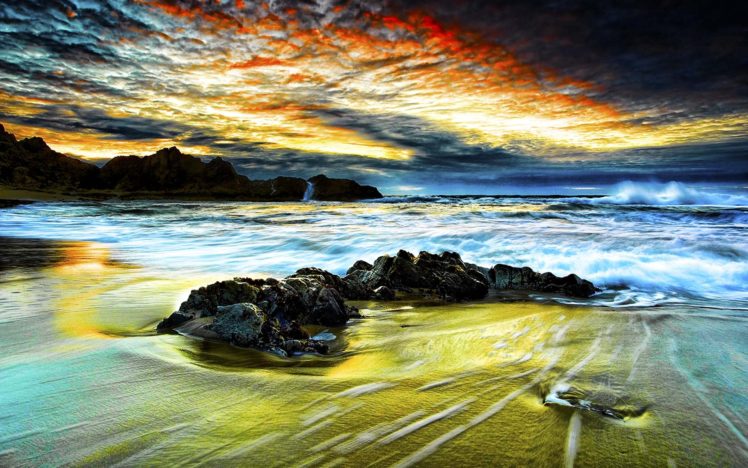 clouds, Landscapes, Beach HD Wallpaper Desktop Background