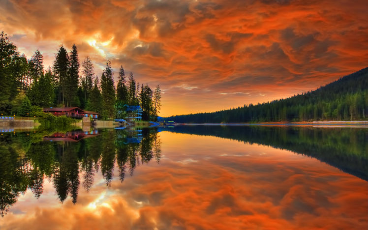 andscape, Sunset, Clouds, Lake HD Wallpaper Desktop Background