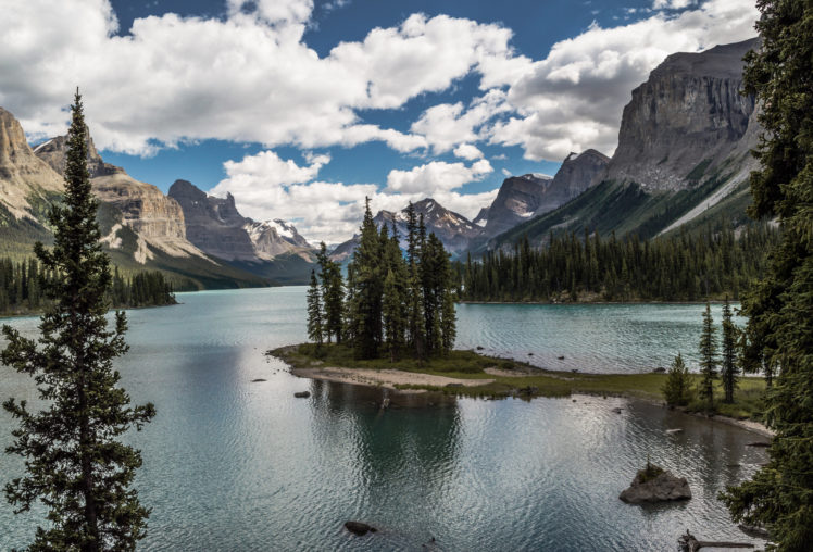 island, Lake, Mountains, Trees, Landscape HD Wallpaper Desktop Background
