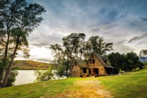 new, Zealand, House, Lake, Trees, Landscape