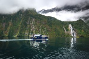 new, Zealand, Mountains, Waterfalls, Fjord, Boat