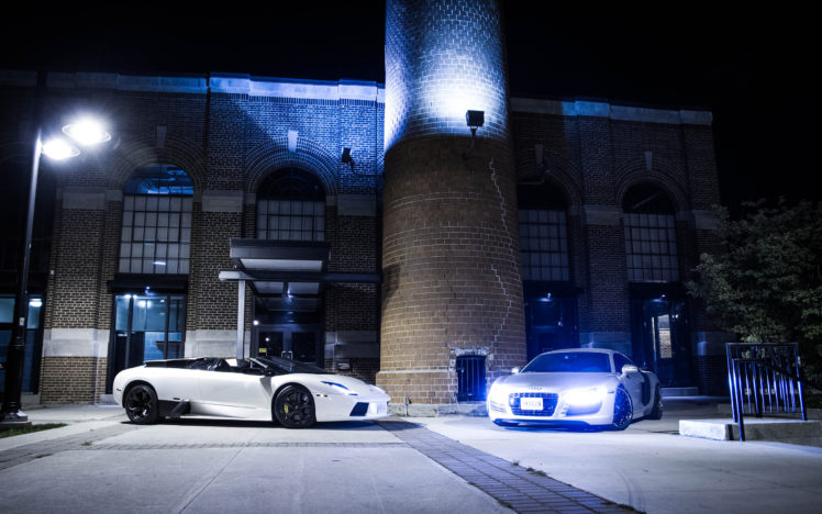 white, Lp640, R8, Lamborghini, Spyder, Audi, Murcielago HD Wallpaper Desktop Background
