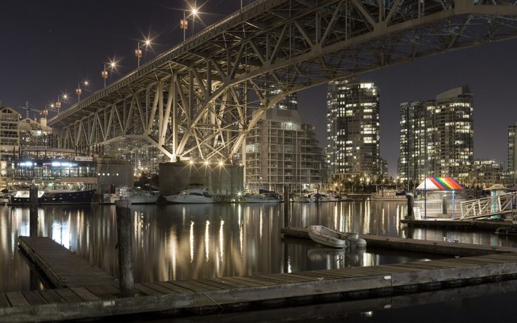 water, Cityscapes, Lights, Ships, Bridges, Buildings, Vehicles, Bright, Cities HD Wallpaper Desktop Background